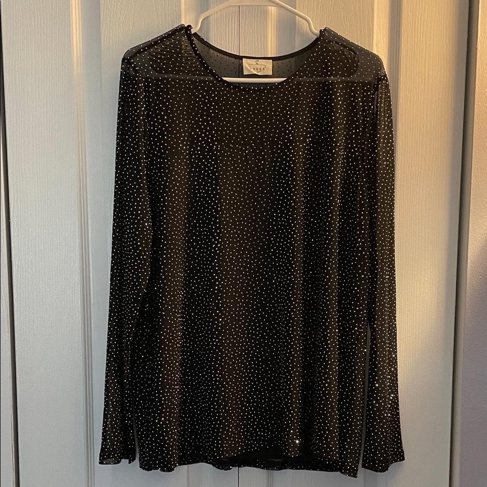Silver Polka Dot Sheer Blouse